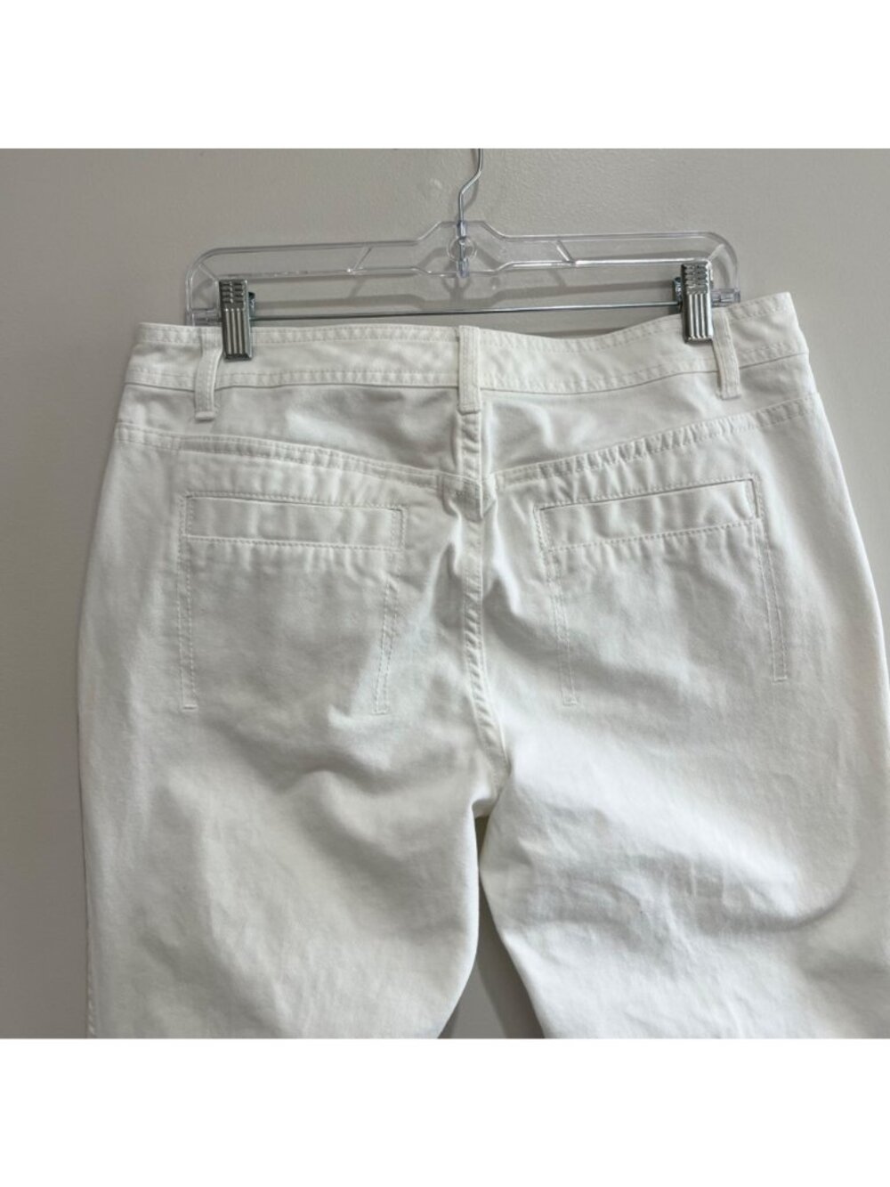 Tommy Hilfiger Flare Leg Cropped Pants Womens 12 White Canvas Pockets Y2J - Picture 4 of 10